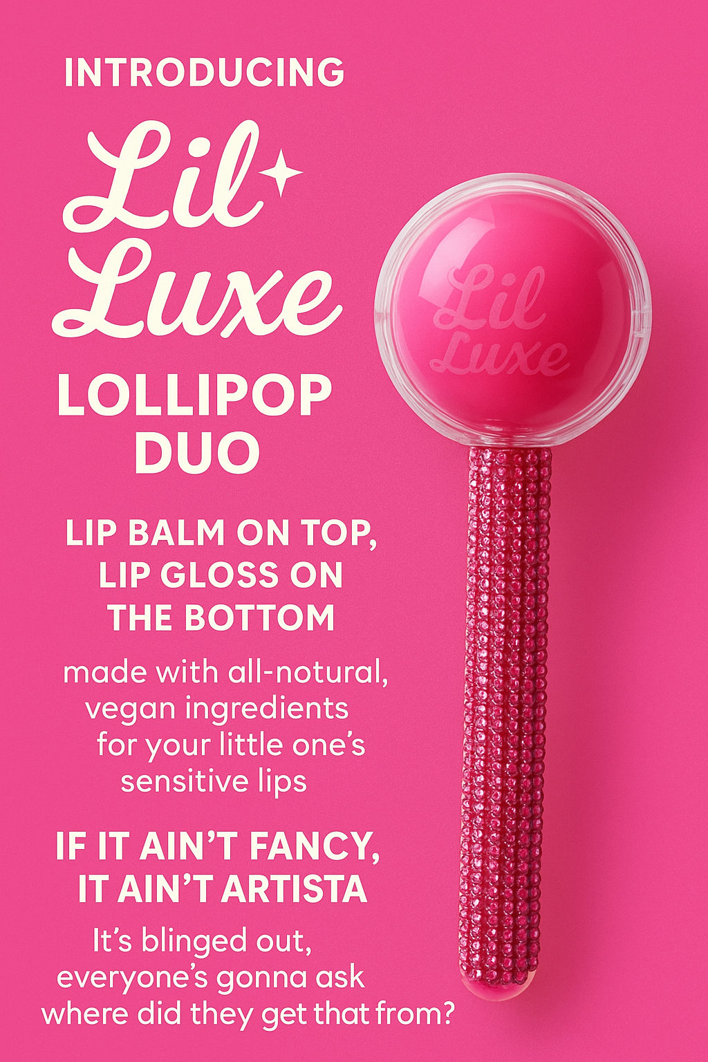 Lil Luxe Lollipop Duo – Kids Lip Balm + Lip Gloss (Balm on Top, Gloss on Bottom)